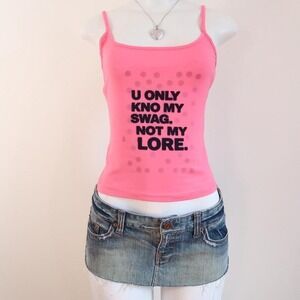 y2k baby tee pink slogan cami mcbling graphic top